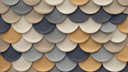 Fototapeta premium Ceramic fish scale tiles background with neutral beige grey and ochre colors