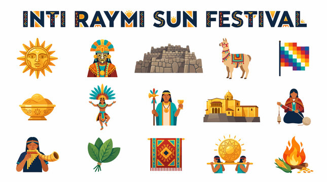 Inti Raymi Sun Festival Icons - Inca Celebration