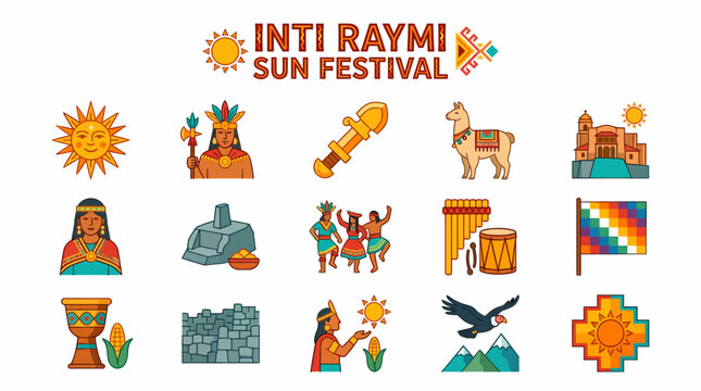 Inti Raymi Sun Festival Icons: Inca Culture, Peru, Celebration