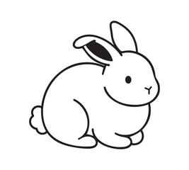 Obraz premium Cute Sitting Rabbit Cartoon Outline Vector Illustration