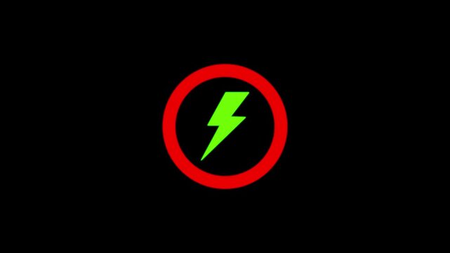 lightning bolt symbol inside a grey and white circular with power icon isolated on a black background.smart device indicators, or energy dashboard design