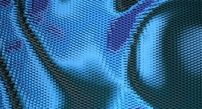 Blue Abstract 3D Surface with Flowing Geometric Pattern