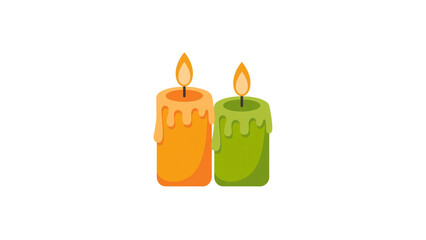 Two lit candles of different colors standing upright side by side Vector © MST REZIA