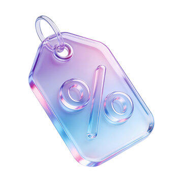 Glass Discount Price Tag 3D Holographic Sale Commerce Icon