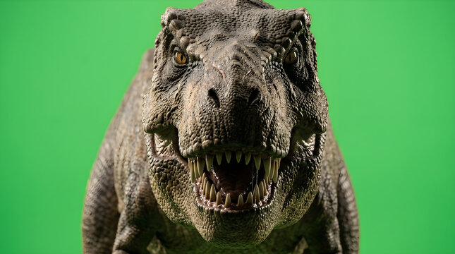 Tyrannosaurus rex head with green screen