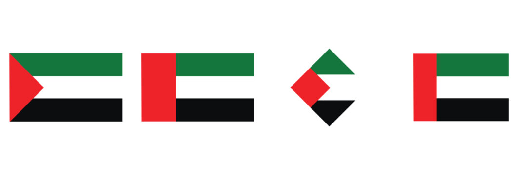 UAE Flag Vector Set &ndash; United Arab Emirates National Flag Icons Collection, Multiple Styles and Designs, 
Official Symbol