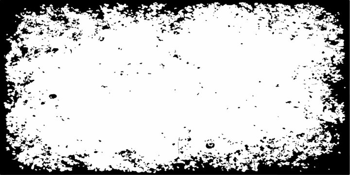 Abstract grunge design featuring a black ink splat frame with dirty paint spray textures and liquid splatter border illustrations on a vector background