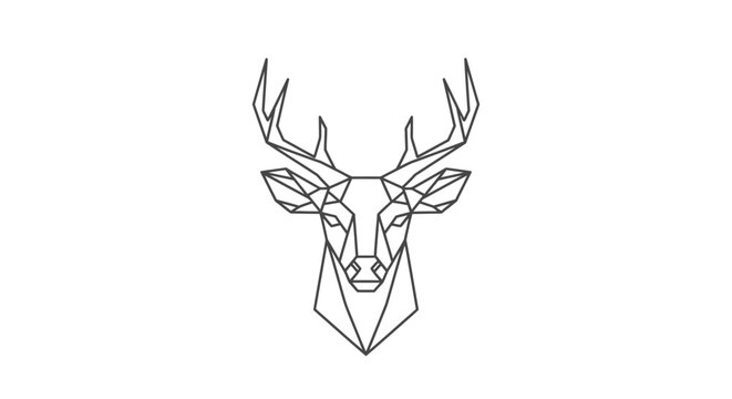 Geometric deer head with antlers illustration.