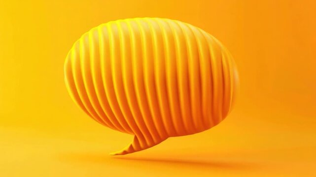A bright yellow speech bubble with a subtle shadow on a solid yellow background, ideal for s and designs