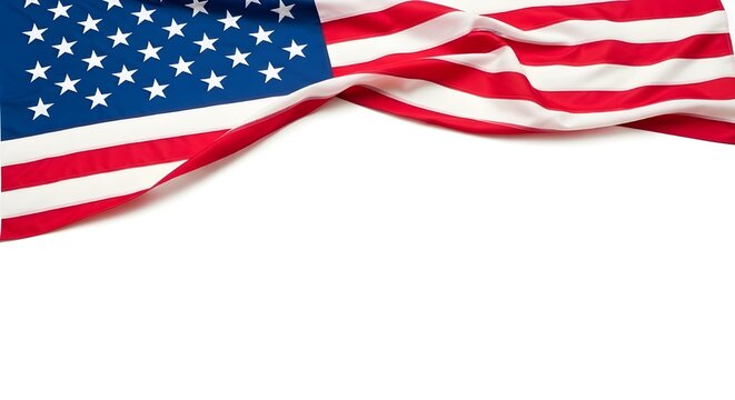 Patriotic american symbolism a waving united states flag with a clean white background