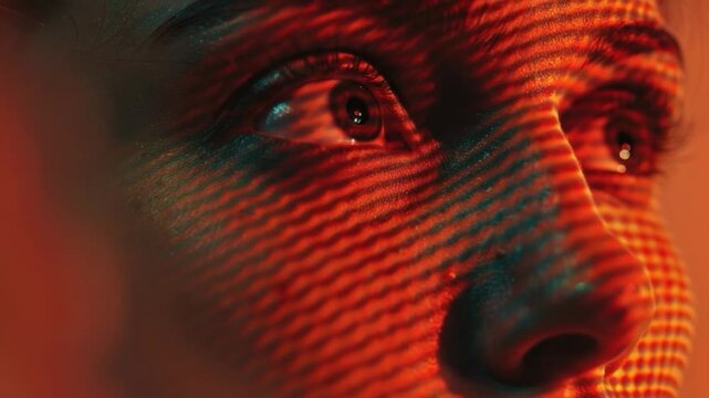 A close-up shot of a person's face with a blurry background, ideal for use in portrait or profile shots