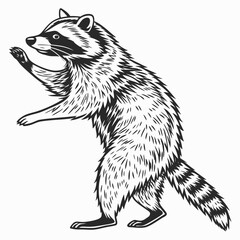 Fototapeta premium Vintage style illustration of a standing raccoon