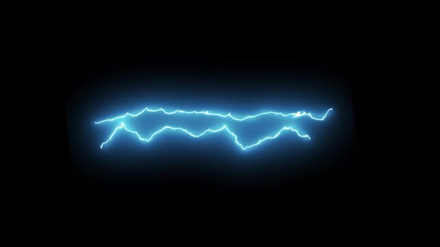 High Voltage Lightning Strike Animation Overlay, Fast Flashing Blue Thunderbolt, Electric Energy Burst, Storm FX on Transparent or Black Background for VFX 4K