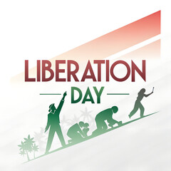 People climbing hill for liberation day movement.