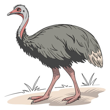Illustration of a rhea bird standing on the ground