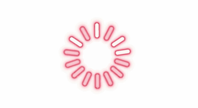 Circular progress indicator with glowing pink segmented bars