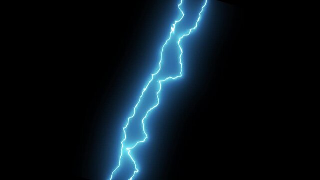 Cinematic Electric Storm Lightning FX, Animated Thunderbolt Strikes, Blue Energy Sparks, Flash Explosion Overlay for Video Editing with Alpha Channel 4k.
