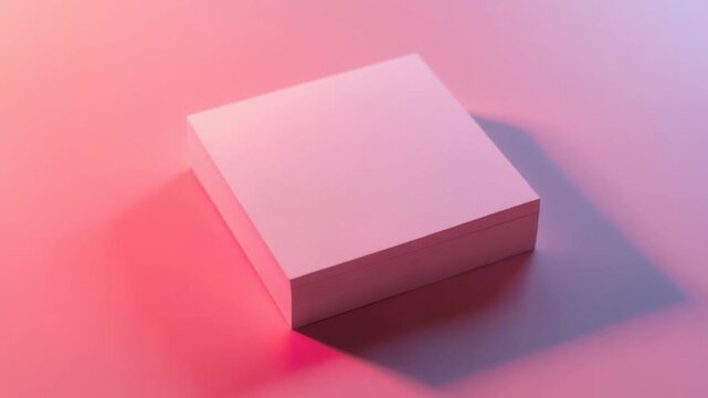 A small white square box placed on a bright pink surface, ideal for graphic design or editorial use
