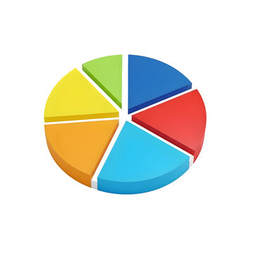 colorful pie chart with six sections on white background