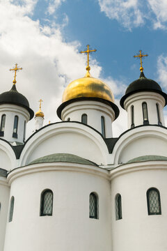 Cuba, Havana.  Golden domes atop Russian Orthodox cathedral, Our Lady of Kaz&aacute;n.