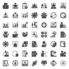 Fototapeta premium Set of 49 dark gray business and office icons vector