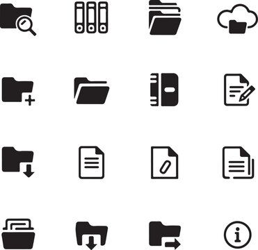 Collection of icons representing various file management and document operations