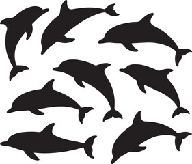 Obraz premium A playful pod of dolphins leaping and swimming in formation together