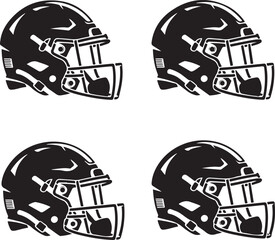 Four distinct american football helmets in monochrome graphic style © Ranaart