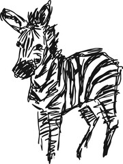 Naklejka premium hand drawn zebra sketch black ink illustration of wild animal with stripes abstract minimalistic line art drawing