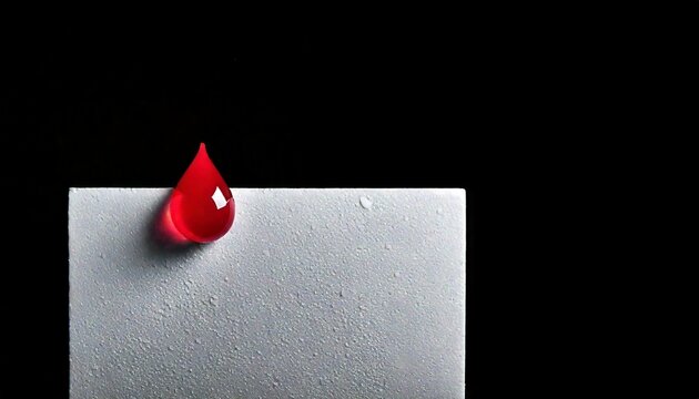 High luxury red water droplet on AI generated white text area with black background