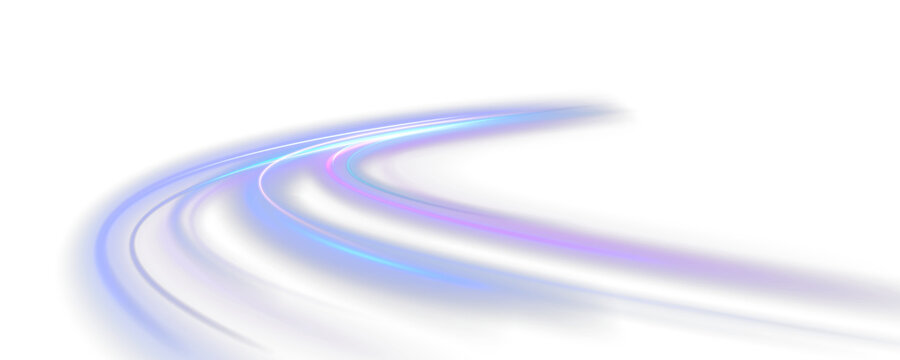 Abstract purple light streak on dark background. Futuristic glowing motion effect.