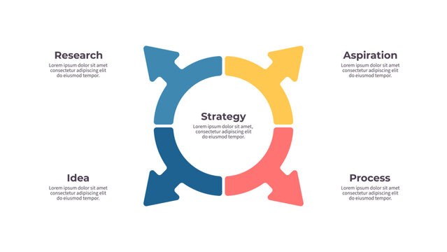 Business infographic template. Donut chart with four options, steps. Vector chart.