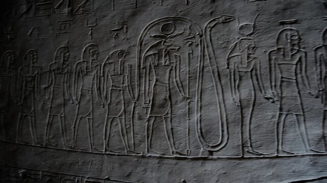 Burial chamber ofKV14 royal tomb, Valley of the Kings, Luxor, Egypt, with vivid Egyptian gods, winged goddess Isis, pharaoh figures, hieroglyphics on golden yellow walls.