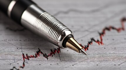 Fototapeta premium Pen on Stock Market Graph Reflecting Financial Investment Trends