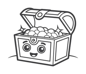 Cartoon Treasure Chest with Coins and Smile © Taiba1604
