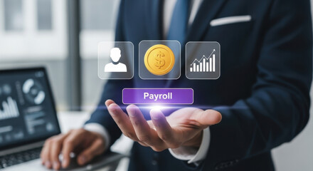 Naklejka premium HR Human resource manpower payroll salary staff employee benefit management accounting planning performance corporate organization finance concept 