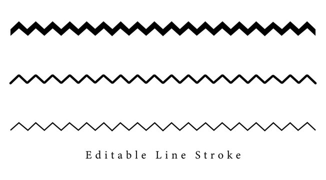 Black Minimalist Zigzag Seamless Vector Line Graphic, Horizontal Sawtooth Pattern Divider, Geometric Chevron Border Element on White Background