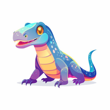 Vibrant cartoon lizard character illustration with friendly smile and playful pose, ideal for kids' designs and fantasy themes