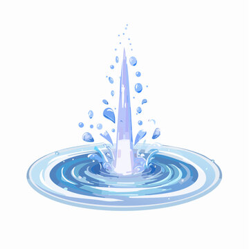 Dynamic burst of refreshing water creating concentric ripples in a clear liquid pool, a vibrant graphic element capturing fluid motion