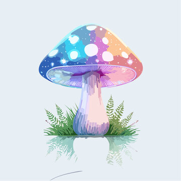 Mesmerizing Cosmic Mushroom Illustration with a Radiant Galaxy Cap and Ethereal Glow Reflecting