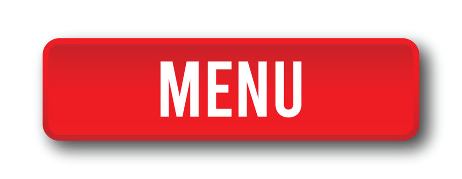 Red Menu Button with Rounded Shape and Shadow for Navigation Interface Control in Modern UI Design