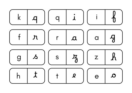 Domino Association Script Cursif Ecriture FlashCard Noir et Blanc - 2