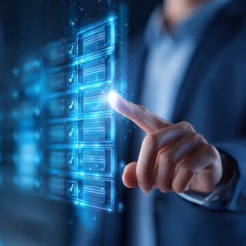 Businessman interacting with virtual interface