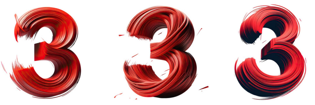 Artistic number 3 symbols for a fancy and graphic work