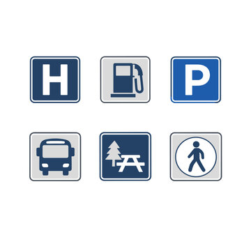 Six Parking And Transportation Icons With H