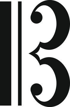 C clef musical symbol representing musical notation on a white background