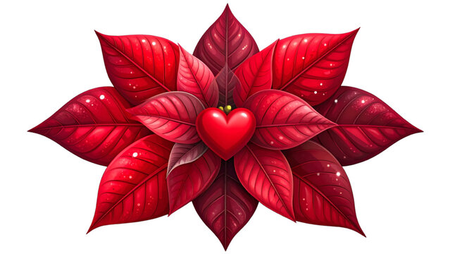 A vibrant poinsettia flower in full bloom with rich red petals and green center Vector