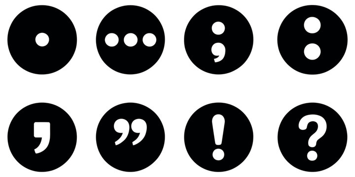  Punctuation Mark Icon Set for Grammar Writing Tools and Educational Concept Vector Illustration.