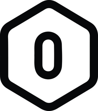 Silhouette number zero inside hexagon abstract symbol vector design