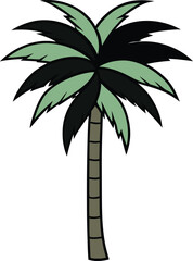 Exotic tropical palm tree vector illustration featuring a coconut plant silhouette isolated on white for summer beach vacation and paradise island travel design © Mdsharaf